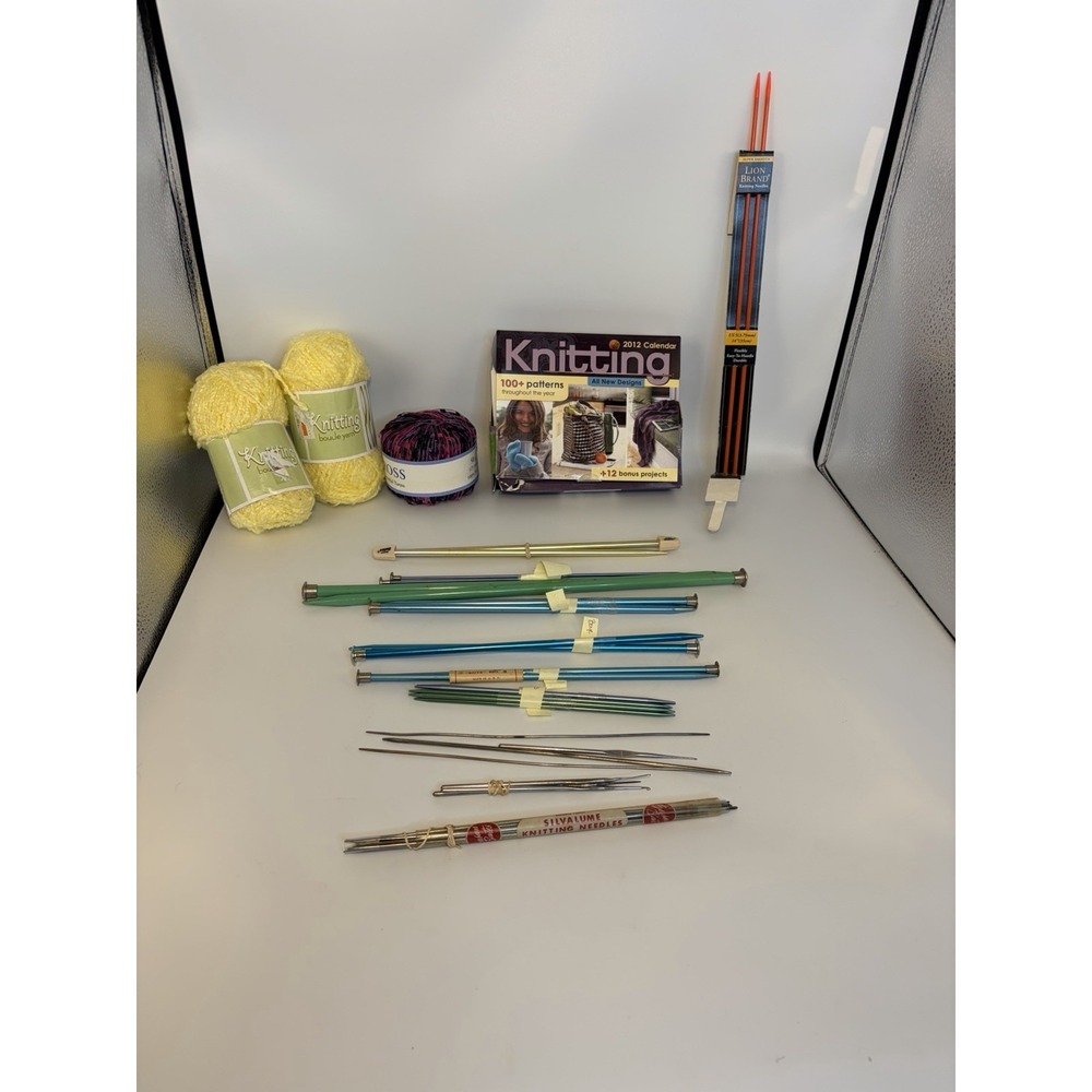 Vintage Knitting Crochet Lot‎ Hooks Needles Yarn Boye Hero Zephr Bates Lion
